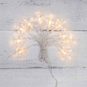 Гирлянда «Звёздочки» 1.5 м, тёплый белый статика, 10 LED, провод прозрачный ПВХ, IP20