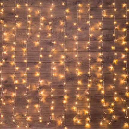 Гирлянда Занавес 1.5х1.5 м Тепло-Белый с Динамикой, 144 LED, 230В, Прозрачный ПВХ, IP20