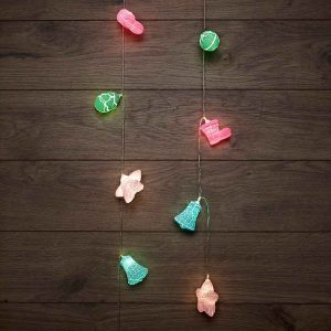 Гирлянда «Новый Год» 1,5 м, тепло-белый свет, 10 LED, провод прозрачный ПВХ, IP20