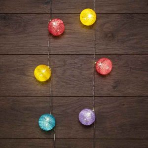 Гирлянда «Тайские фонарики Фейерверк» 1,5 м, тепло-белый свет, 10 LED, провод прозрачный ПВХ, IP20