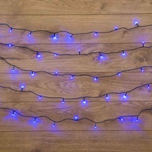 Гирлянда Нить 15 м Синяя с Динамикой, 120 LED, Тёмно-Зелёный ПВХ, IP20, NN