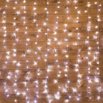 Гирлянда Занавес 2.5х2 м Белый с Динамикой, 230В, 300 LED, Провод Прозрачный ПВХ, IP20