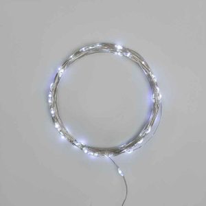 Гирлянда Роса 5 м Белая Статика, 50 LED, Серебряный металл, IP20, NN