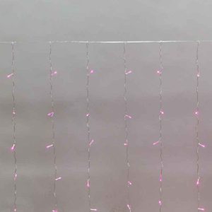 Гирлянда Занавес 3х2 м Розовый с Динамикой, 230В, 240 LED, Провод Прозрачный ПВХ, IP20