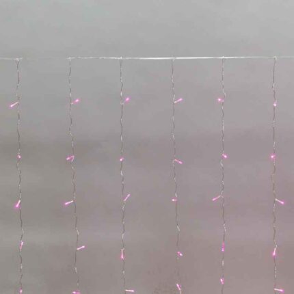 Гирлянда Занавес 3х2 м Розовый с Динамикой, 230В, 240 LED, Провод Прозрачный ПВХ, IP20