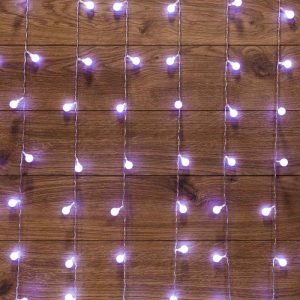 Гирлянда Занавес 1.5х1.5 м с шариками Белый с Динамикой, 230В, 144 LED, Провод Прозрачный ПВХ, IP20
