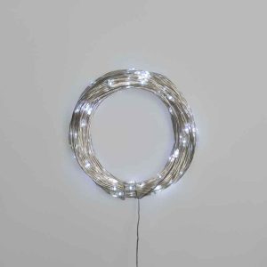 Гирлянда Роса 20 м Белая Статика, 200 LED, Серебристый Металл, IP44, NN