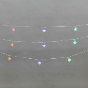 Гирлянда Снежинки большие 5 м, цветное мигание,20 LED, провод прозрачный ПВХ, IP20