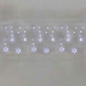 Гирлянда Бахрома со снежинками 2.4х0.9 м, белый с динамикой, 150 LED, провод прозрачный ПВХ, IP20