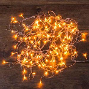 Гирлянда Нить 10 м Тепло-Белая с Динамикой, 100 LED, Прозрачный ПВХ, IP20, HOME