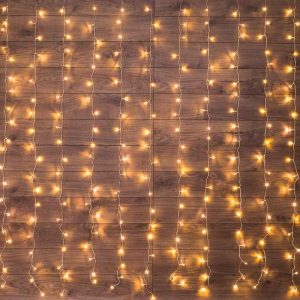 Гирлянда Занавес 2х3 м Тепло-Белый с Динамикой, 230В, 240 LED, Провод Прозрачный ПВХ, IP20