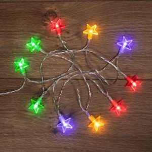 Гирлянда «Звёздочки» 1.5 м, мультиколор статика, 10 LED, провод прозрачный ПВХ, IP20