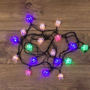 Гирлянда Кубики 2.8 м, мультиколор с динамикой, 20 LED, провод тёмно-зелёный ПВХ, IP20