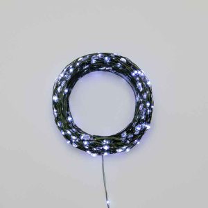 Гирлянда Роса 50 м Белая с Динамикой, 500 LED, Тёмно-Зелёный Провод, IP20, NN