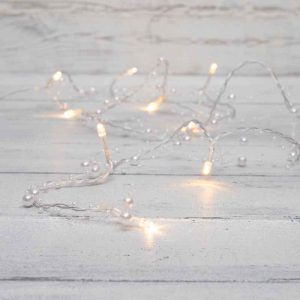 Гирлянда «Жемчужинки» 1,5 м, тепло-белый свет, 10 LED, провод прозрачный ПВХ, IP20