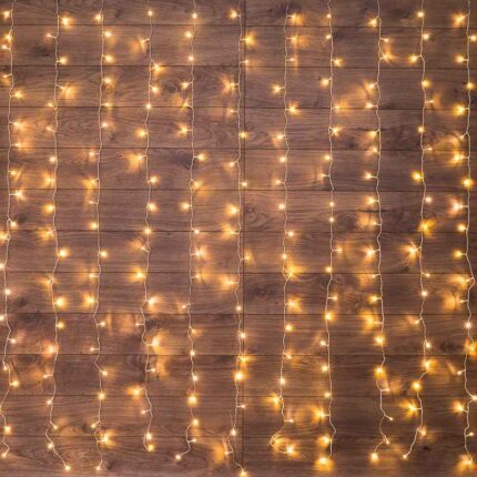 Гирлянда Занавес 3х2 м Тепло-Белый с Динамикой, 230В, 240 LED, Провод Прозрачный ПВХ, IP20