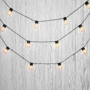 Гирлянда Лофт 5м, тепло-белый статика, 20 LED, провод черный ПВХ, IP20