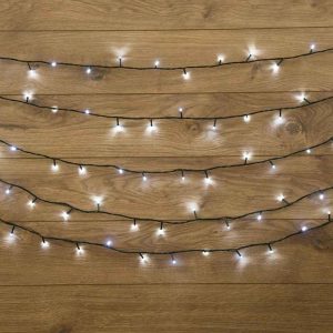 Гирлянда Нить 20 м Белая с Динамикой, 160 LED, Тёмно-Зелёный ПВХ, IP20, NN
