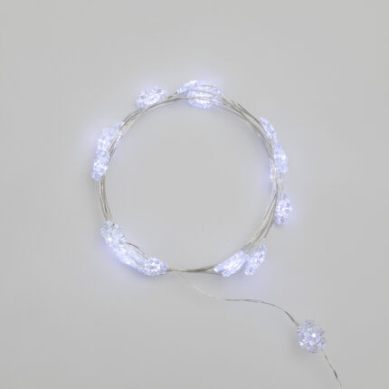 Гирлянда Роса Снежинки 2 м Белая Статика, 20 LED, прозрачный провод, IP20