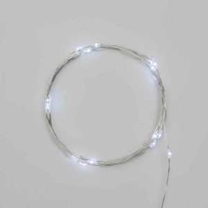 Гирлянда Роса 2м Белая Статика, 6В, 20 LED, Провод Серебряный Металл, IP20