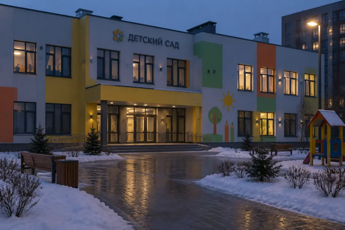Здание теряется в вечернее время