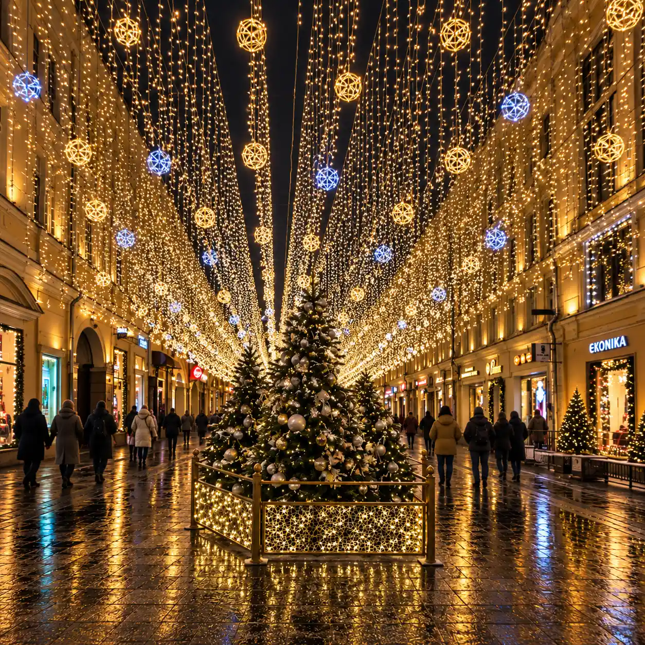 Световой потолок с объёмными шарами