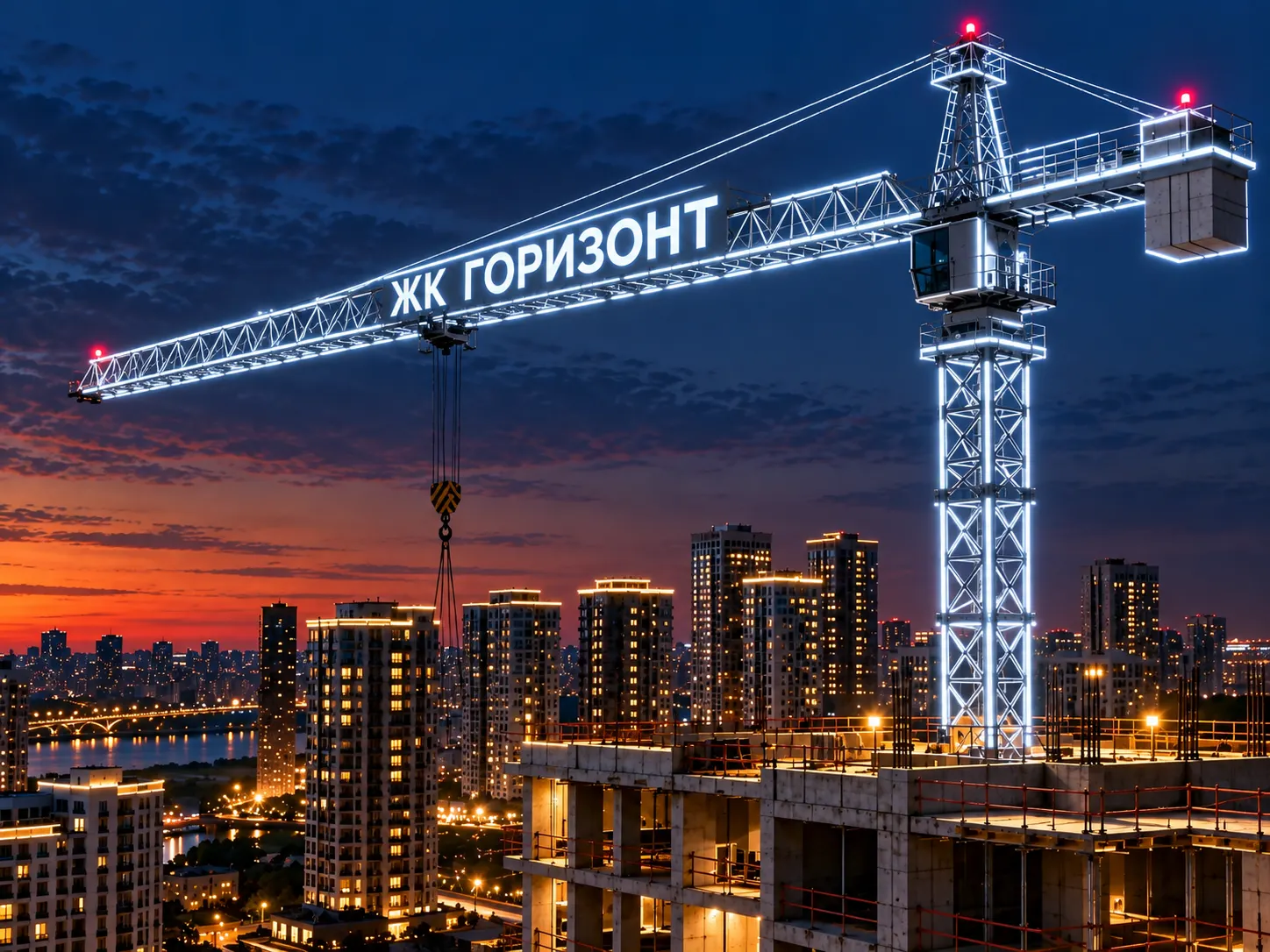 Световые вывески/буквы на башенном кране